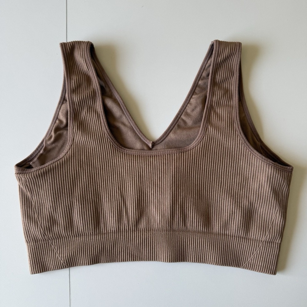 Savvi‎ Large Tan Sports Bra Tank Top No Pads Women's Active Wear Gym Workout - Picture 3 of 4